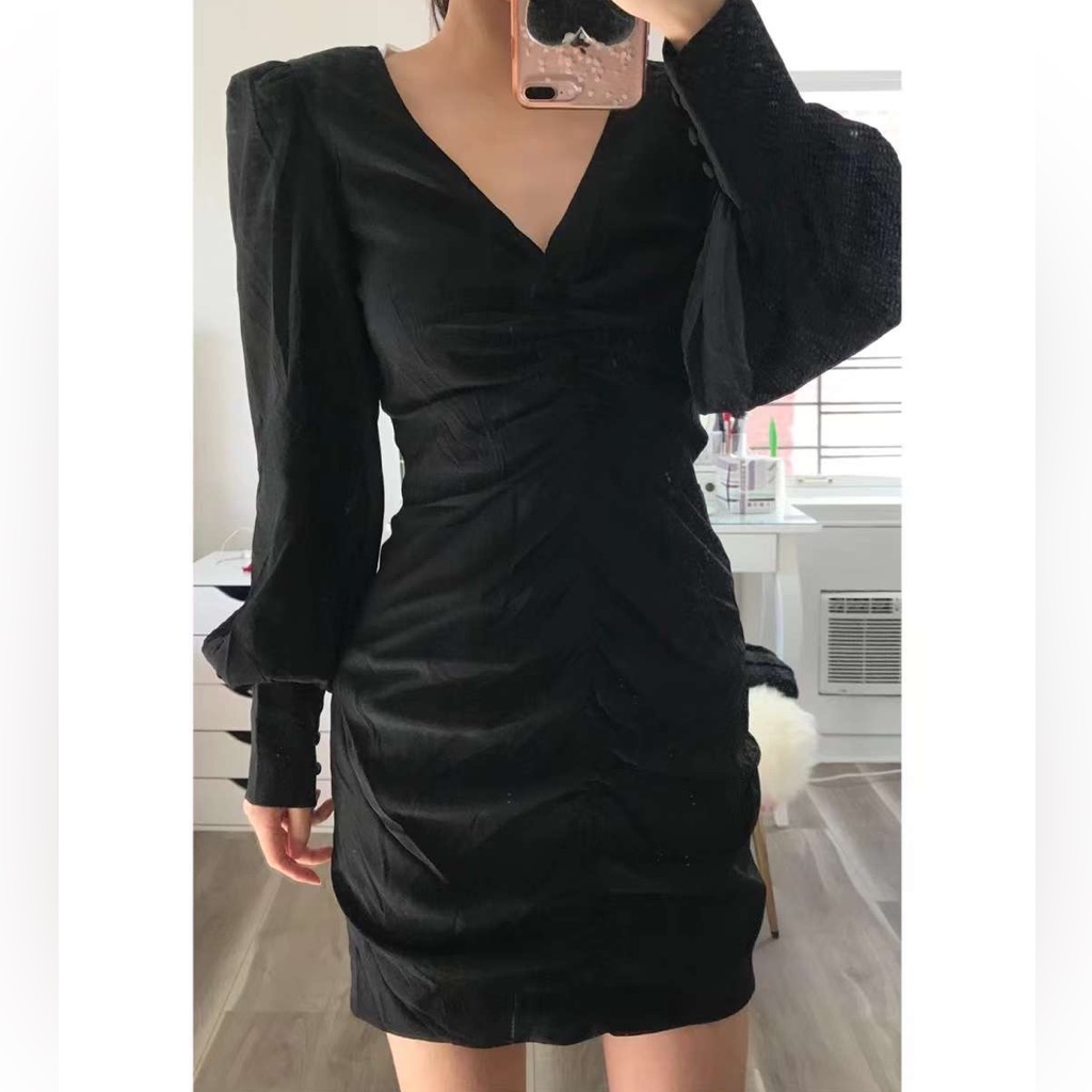 Five Seventy Five Black Dress With Long Sleeves